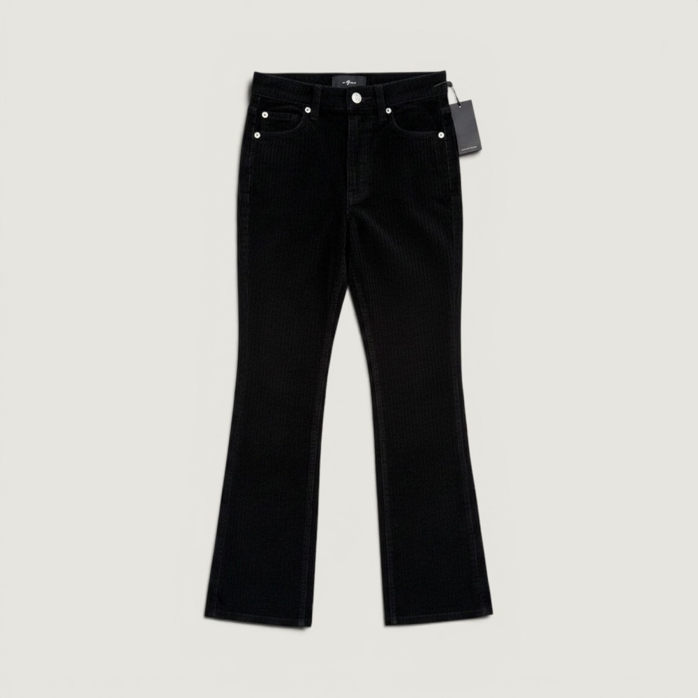 7 For All Mankind Corduroy Pants Womens 24 Black New Ultra High Rise Slim Kick